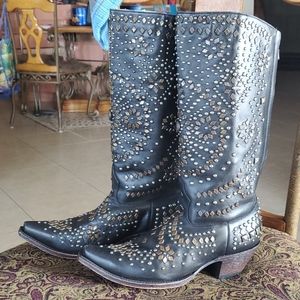 Johnny Ringo Women Rayne Riding Boot Brown Studded